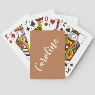 Simple Trendy Terracotta Calligraphy Personalised Playing Cards