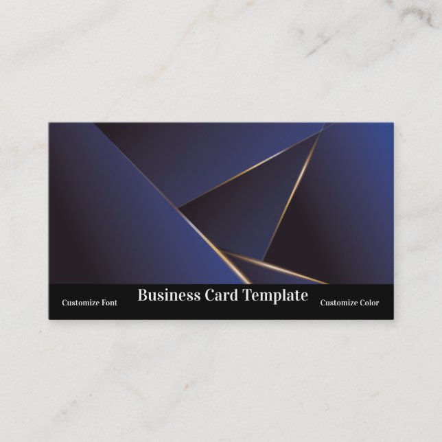 Simple Triangle Abstract Blue Classy Business Card (Front)