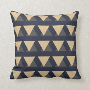Simple Triangle Pattern in Gold and Charcoal Grey Cushion