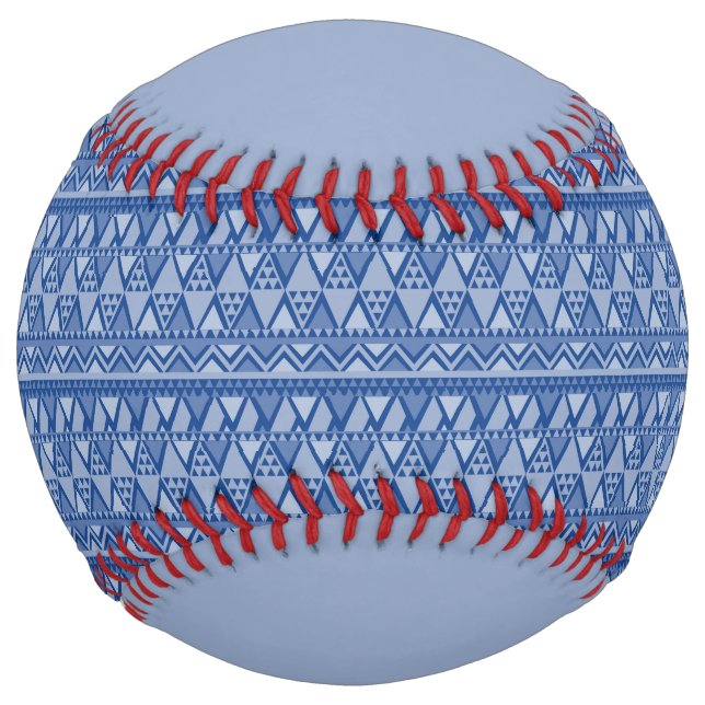 Simple Tribal Art Pattern Blue Softball (Front)