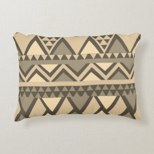 Simple Tribal Art Pattern Brown Decorative Cushion