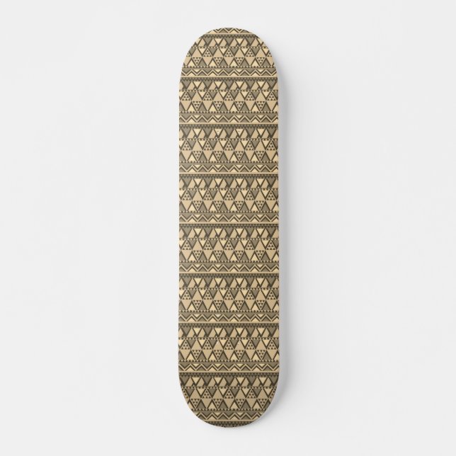 Simple Tribal Art Pattern Brown Skateboard (Front)