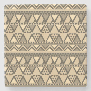 Simple Tribal Art Pattern Brown Stone Coaster