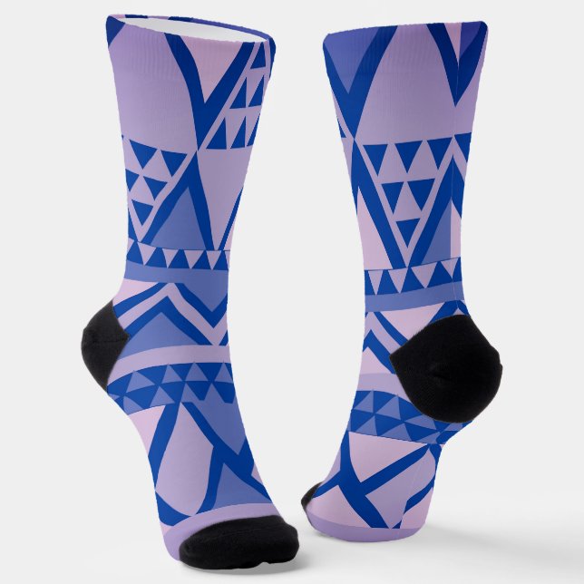 Simple Tribal Art Pattern Violet Socks (Angled)