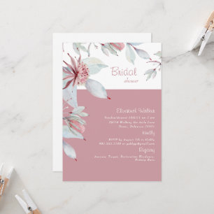 Simple Tropical Floral Pink Bridal Shower Invitation