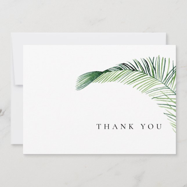 Simple Tropical Foliage Funeral Thank You Card (Front)
