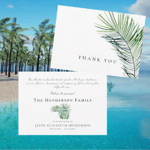 Simple Tropical Foliage Funeral Thank You  Card