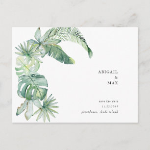 Simple Tropical Foliage Wedding Save the Date Announcement Postcard