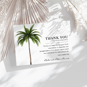 Simple Tropical Palm Tree   Funeral Thank You Card