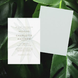 Simple Tropical Stem Seafoam Wedding Invitation