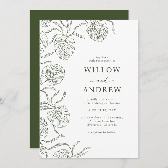 Simple Tropical Wedding Invitation (Front/Back)