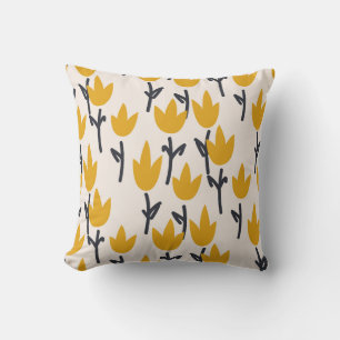 Simple Tulip Flower Fabric Print Cushion