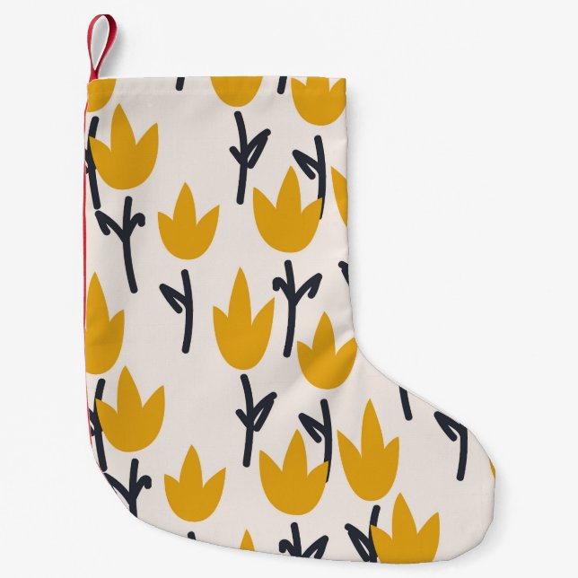 Simple Tulip Flower Fabric Print Small Christmas Stocking (Front)