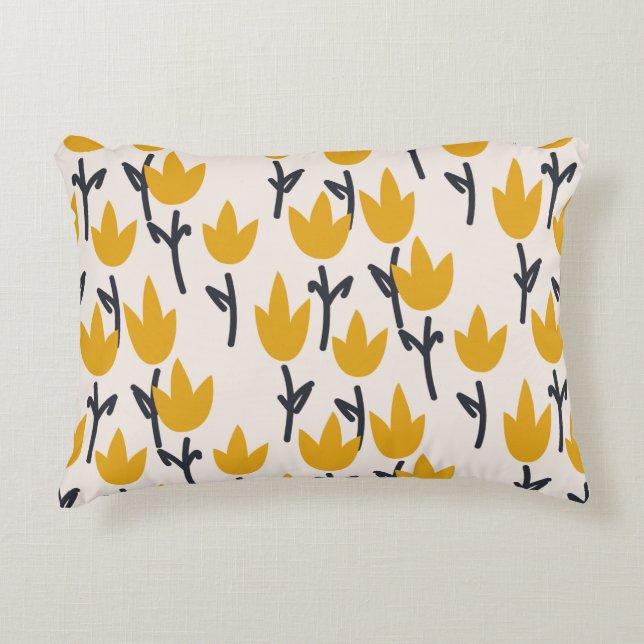 Simple tulip flower seamless pattern decorative cushion (Front)
