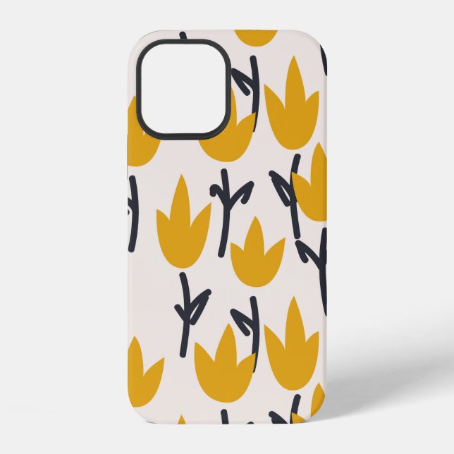 Simple tulip flower seamless pattern iPhone case (Back)
