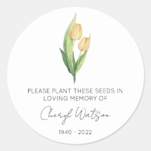 Simple Tulip Memorial Seed Packet Classic Round Sticker