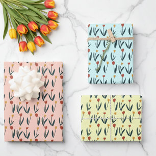 Simple Tulips Easter Spring Floral Pattern Gift Wrapping Paper Sheet