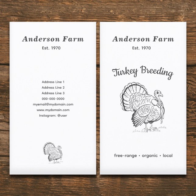 Simple Turkey Farm Vertical Business Card (Turkey Farm Vertical Business Card)