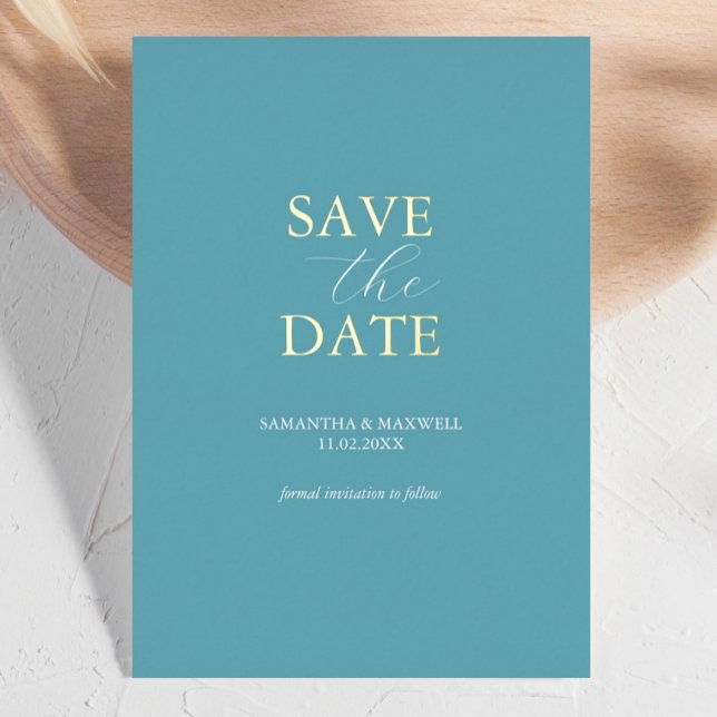 Simple Turquoise Blue Save The Date Wedding (contemporary save the date cards turquoise minimalist )