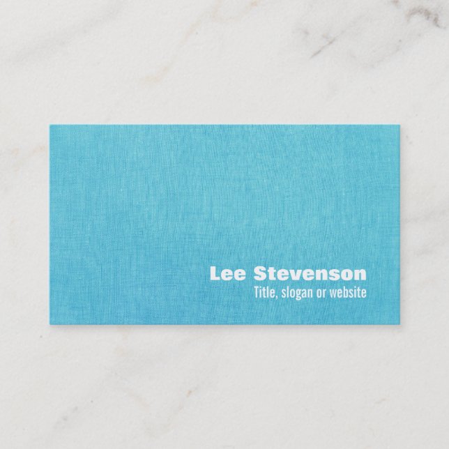 Simple Turquoise Linen Look Business Card (Front)