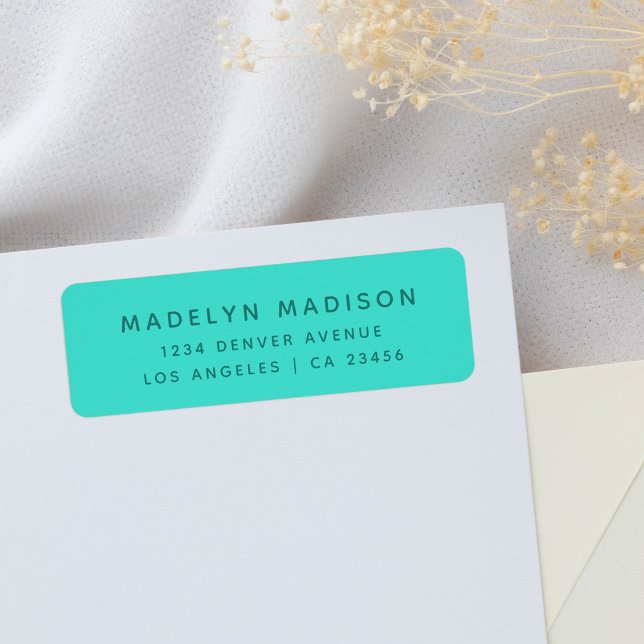 Simple Turquoise Minimalist Elegant Return Address Label (Creator Uploaded)