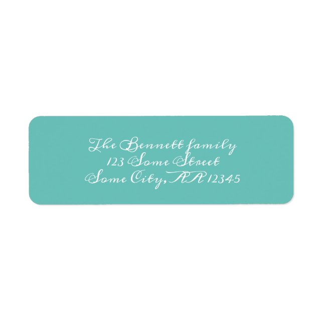 Simple Turquoise Modern Script Return Address Return Address Label (Front)