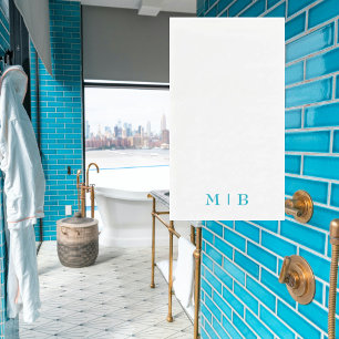 Simple Turquoise Monogram Bathroom Napkin