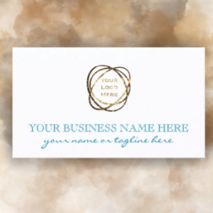Simple Turquoise White Add Business Logo Custom   Business Card