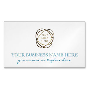 Simple Turquoise White Add Business Logo Custom   Magnetic Business Card