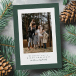 Simple tweed frame dark green photo Christmas Holiday Card<br><div class="desc">This simple Christmas card features one photo on the front surrounded by a rich festive green herringbone tweed frame. The festive fabric gives it a wintry vibe and the type allows you to create your own personalised message. The back has a matching tweed pattern and room for an additional photo....</div>