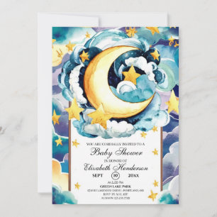 Simple Twinkle Star Celestial Baby Shower Invitation