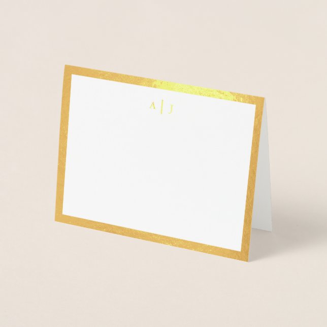 Simple Two Monogram Gold Border Foil Card (Front)