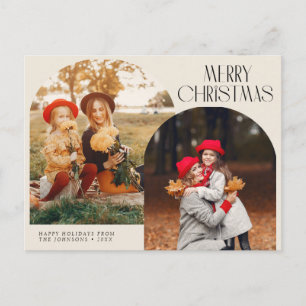 simple two photo christmas holiday postcard