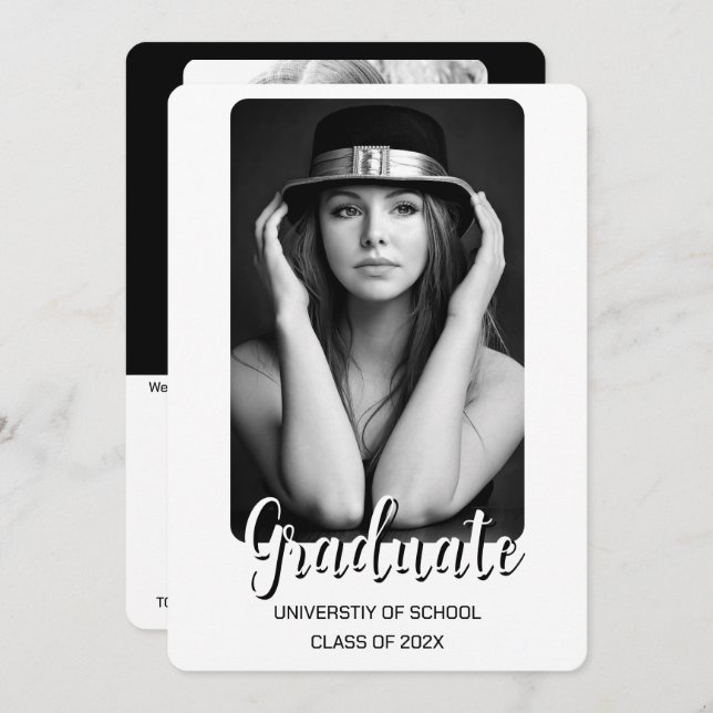 Simple Two Photo Graduation Invitation (Front/Back)