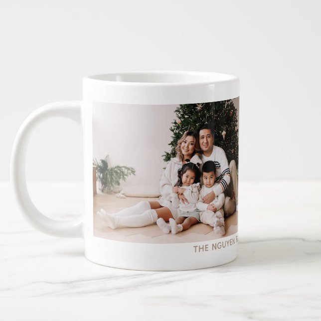 Simple Two Photo Holiday Year and Name Mug  (Left)