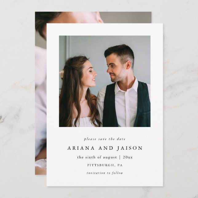 Simple Two Photo Wedding Save The Date (Front/Back)