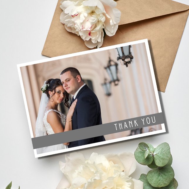 Simple Two Photo Wedding Thank You  (Simple Two Photo Wedding Thank You Card)