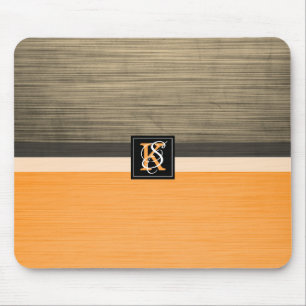 Simple Two Tone Orange and Sepia Initials Monogram Mouse Pad