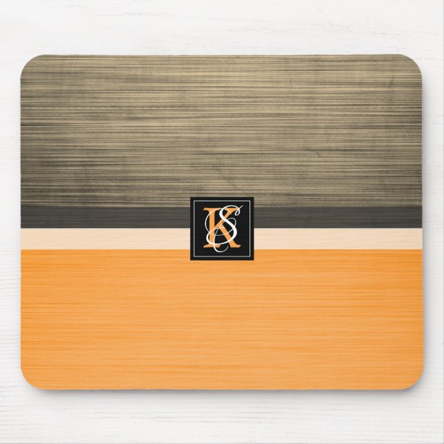 Simple Two Tone Orange and Sepia Initials Monogram Mouse Pad (Front)