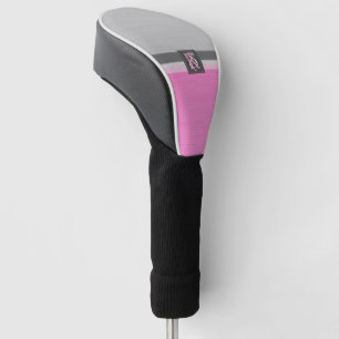 Simple Two Tone Pink and Grey Initials Monogram Golf Head Cover