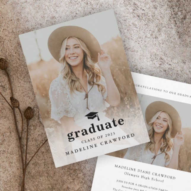 Simple Type 2 Photo Graduation Invitation (Creator Uploaded)