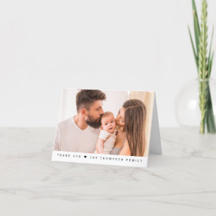 Simple Type Family Photo heart Baby Shower Thank You Card