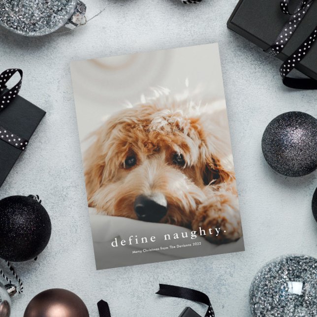 Simple Type Funny Pet Christmas  Holiday Card (Funny Naughty Pet Photo Christmas Holiday Cards.)