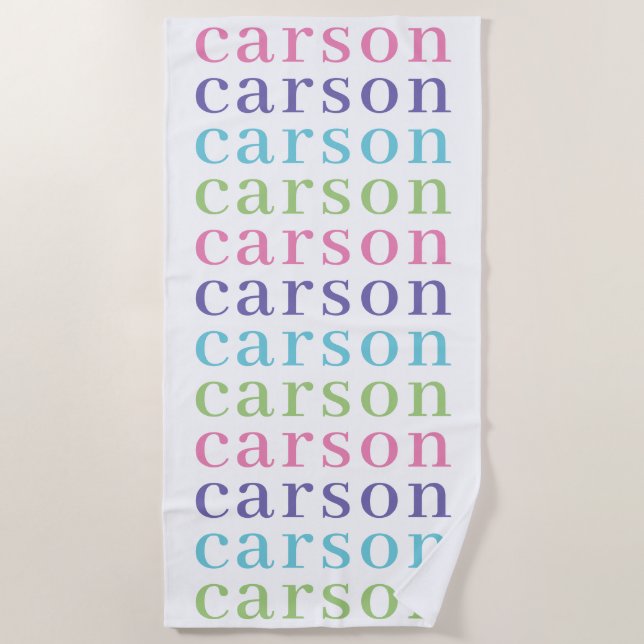 Simple Type Girls Personalised Repeating Name Beach Towel (Front)