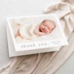 Simple Type Photo Baby Thank You Card<br><div class="desc">A simple Type photo baby thank you card with photo on the front and a full name header and personal message from the family on the inside. Click the edit button to customise this design with your photos and details.</div>