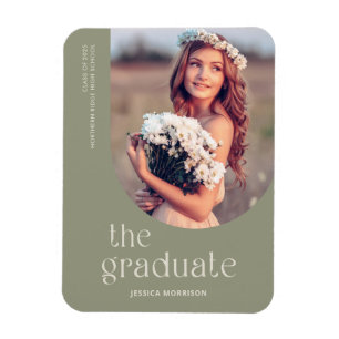 Simple Type Sage Green Photo Grad Announcement Magnet
