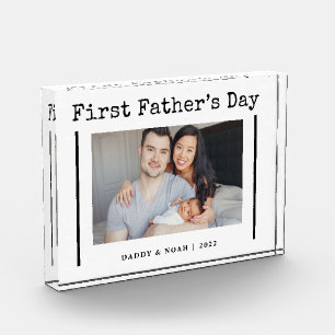 Simple Typewriter Text   First Father's Day Photo  Block