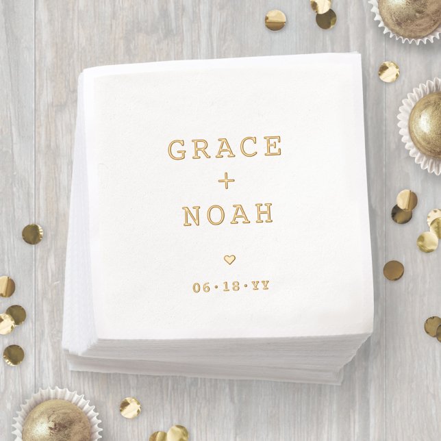 Simple Typewriter Typography Names Modern Wedding Foil Napkins (Creator Uploaded)