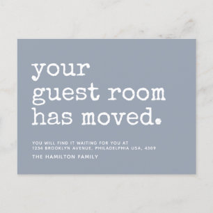 Simple Typewriter Your Guest Room Has Moved Announcement Postcard