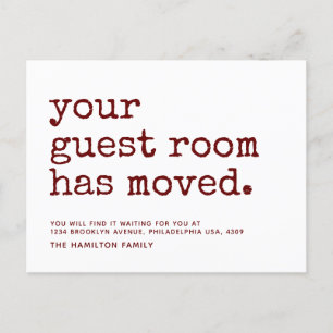 Simple Typewriter Your Guest Room Has Moved Announcement Postcard